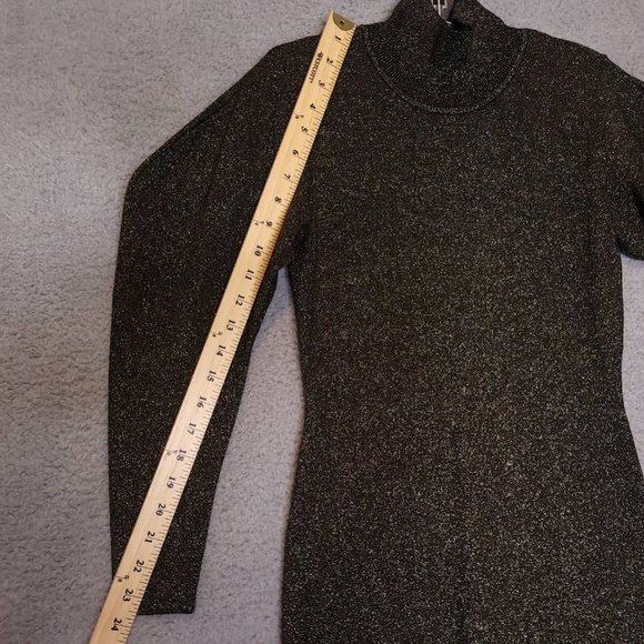 A.L.C. Womens Samuel Bodycon‎ Dress Black Gold Metallic Mock Neck Long Sleeve XS - Picture 5 of 10